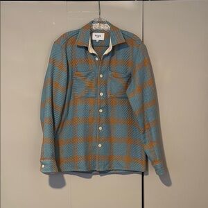 WAX London Blue and Orange Plaid Overshirt Men's Small